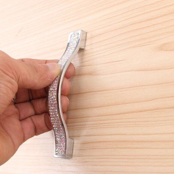SILVER RHINESTONE CRYSTAL CABINET HANDLES - Picture 4 of 5
